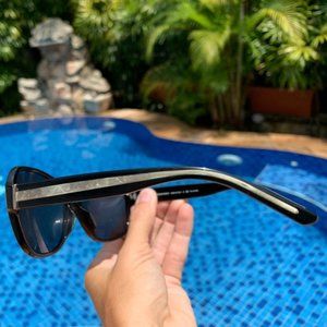 Burberry Silver Stripe Sunglasses with Box Bag, Timeless Classic Luxury Elegant